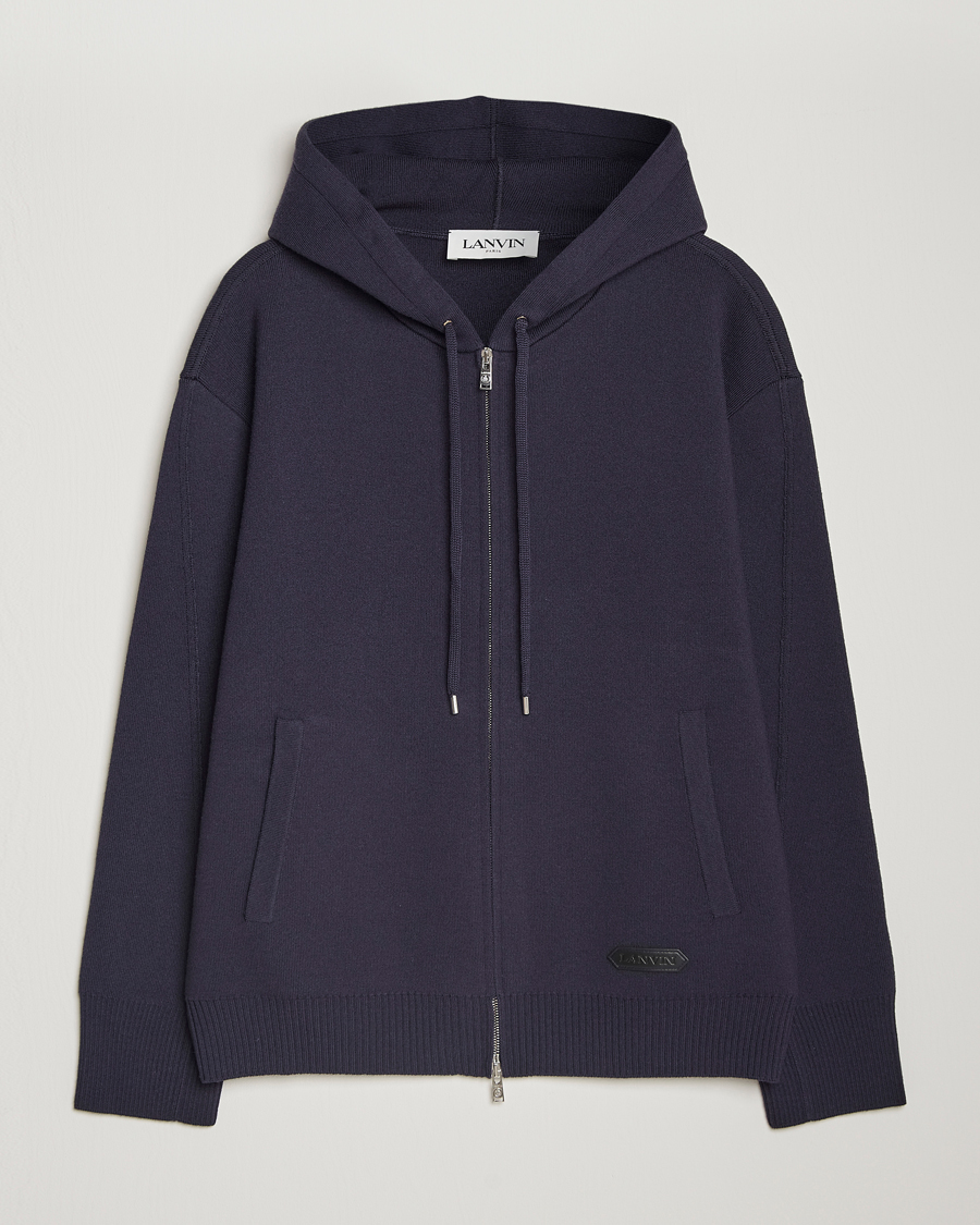Uomini | Maglieria | Lanvin | Merino Full Zip Hoodie Japanese Ink