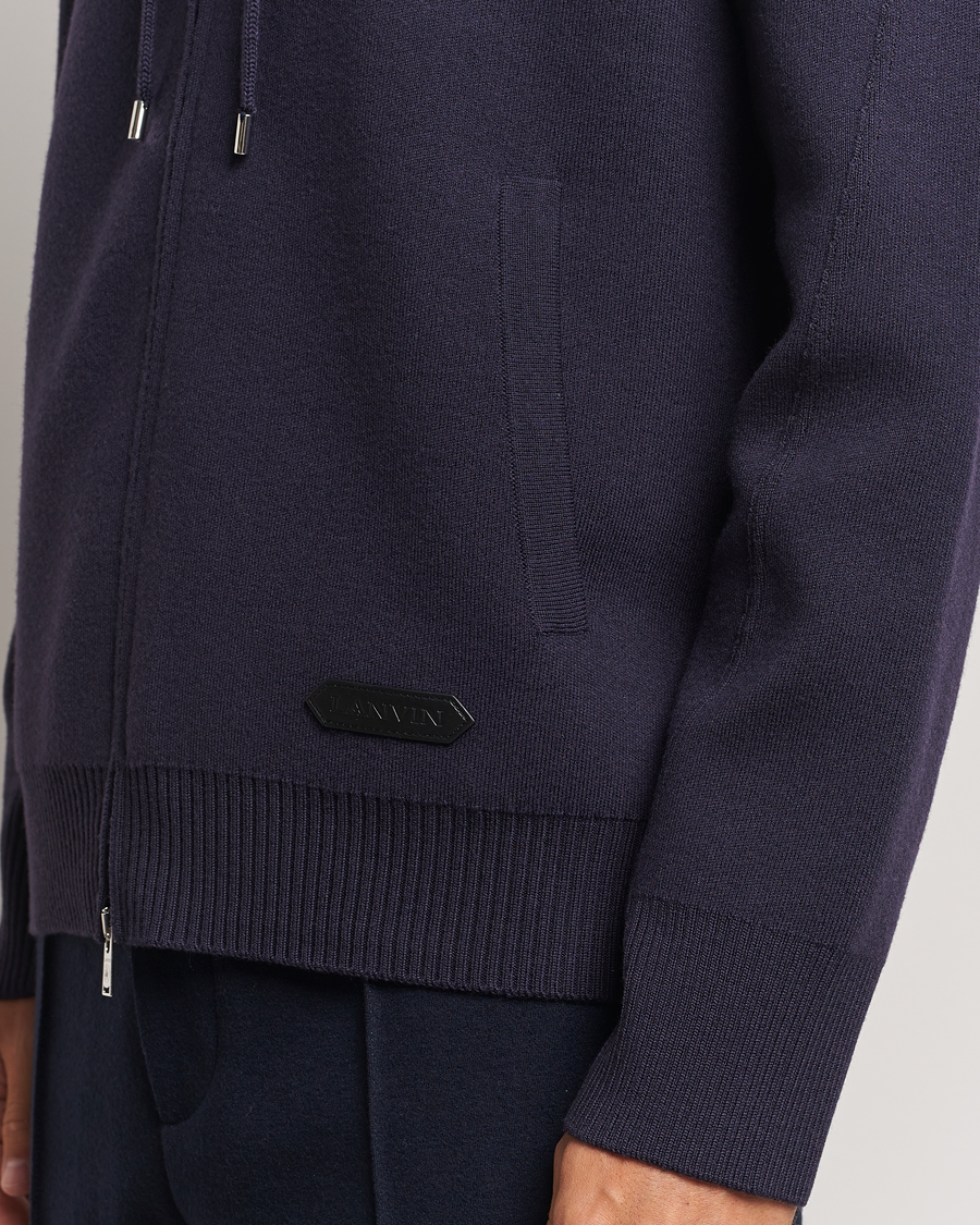 Uomini | Maglieria | Lanvin | Merino Full Zip Hoodie Japanese Ink