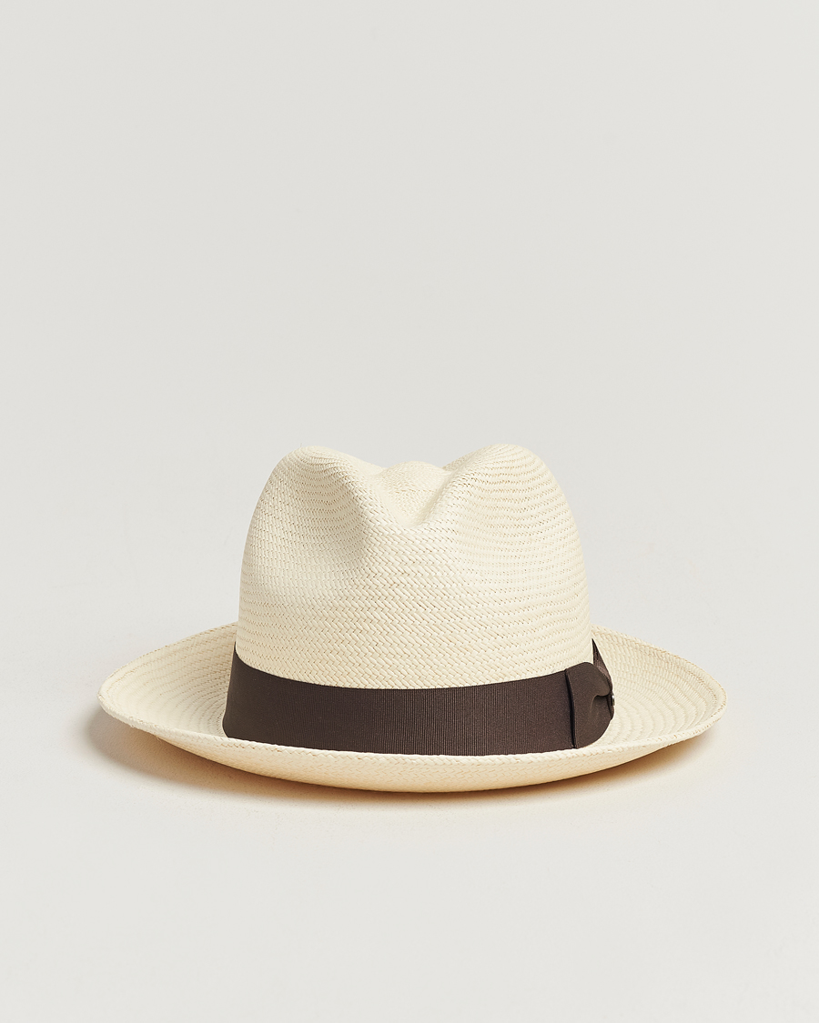 Uomini | Cappelli & Berretti | Wigéns | Trilby Panama Hat White/Dark Brown