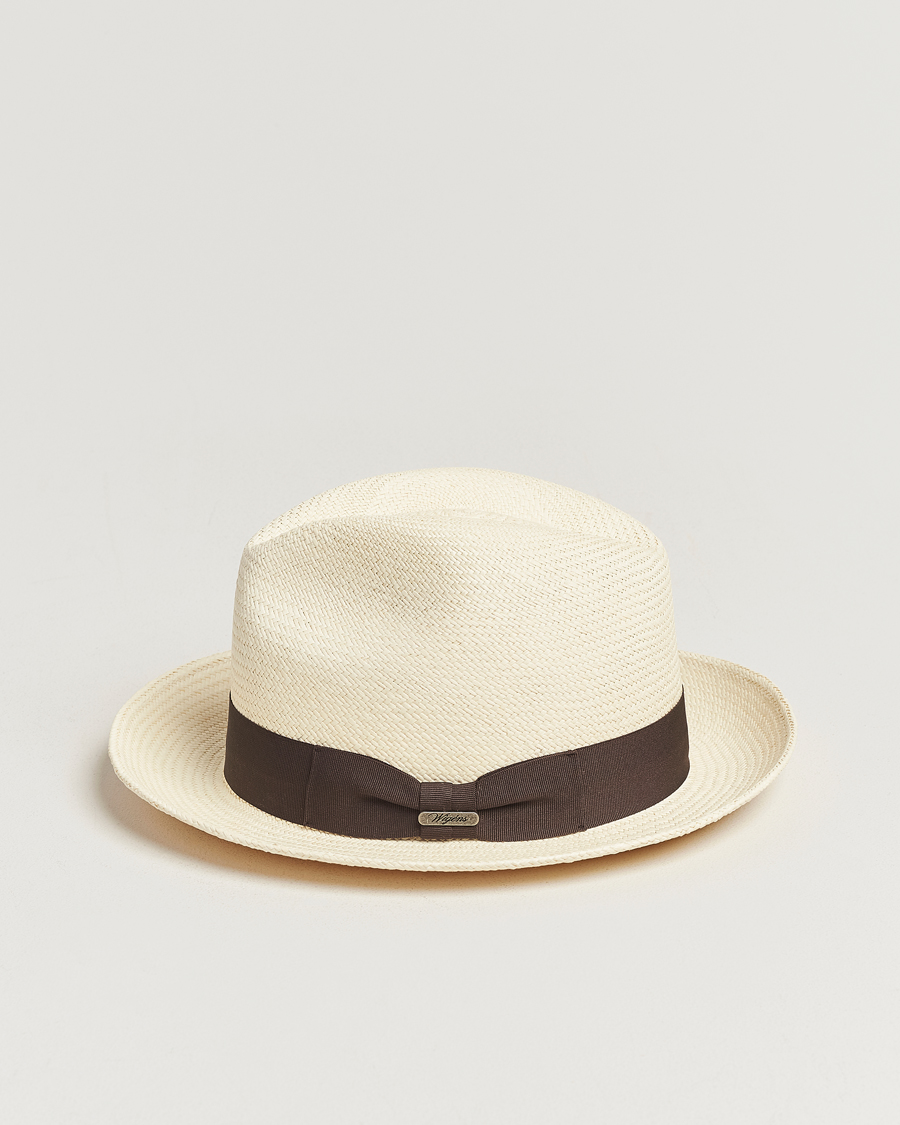 Uomini | Cappelli & Berretti | Wigéns | Trilby Panama Hat White/Dark Brown