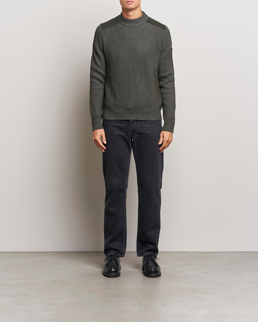 Uomini | Maglieria | Belstaff | Stanley Cotton/Wool Mock Neck Tile Green