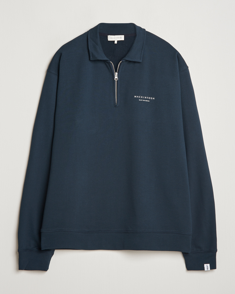 Uomini | Maglieria | Mackintosh | Rain Shine Zip Sweatshirt Navy