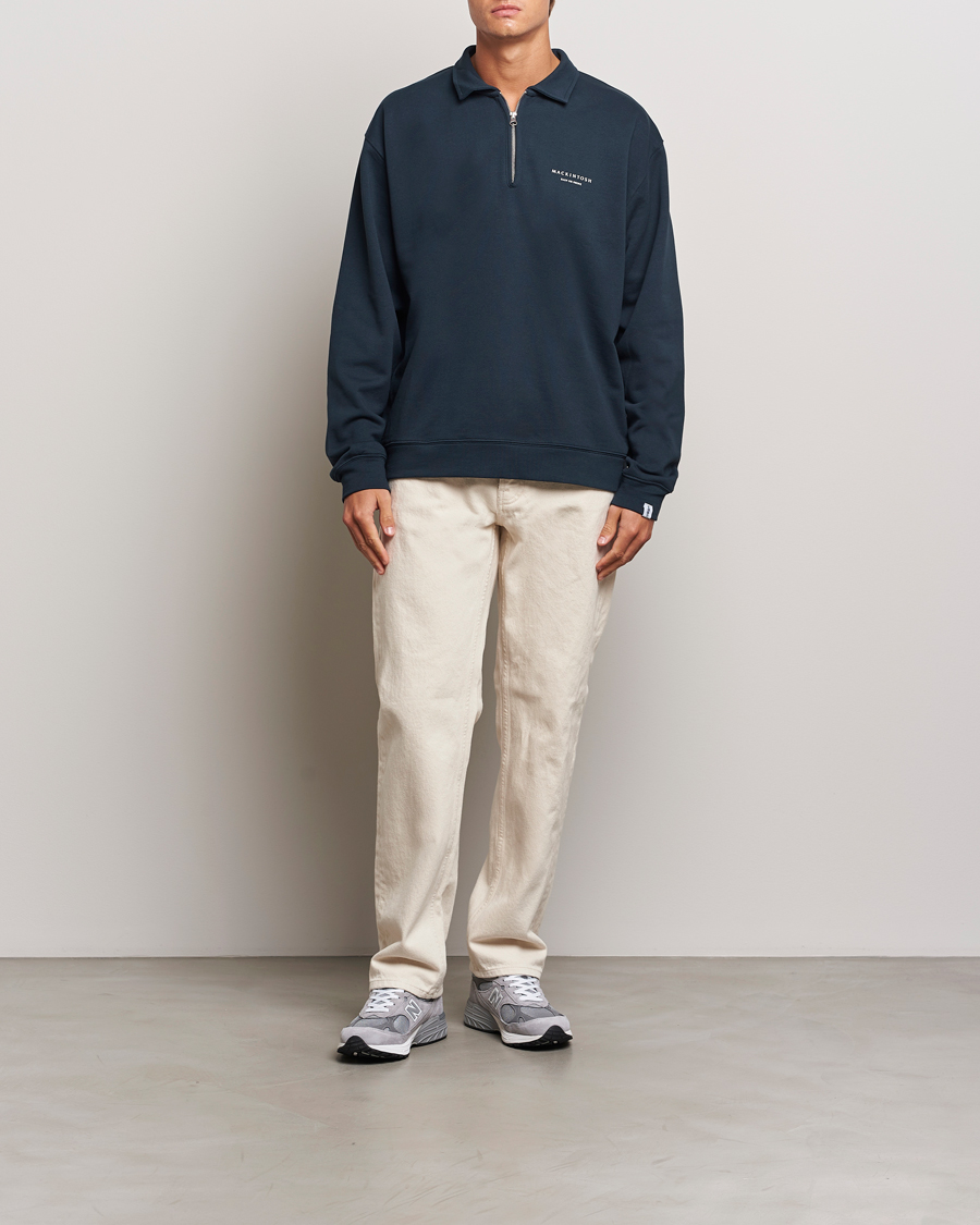 Uomini | Maglieria | Mackintosh | Rain Shine Zip Sweatshirt Navy
