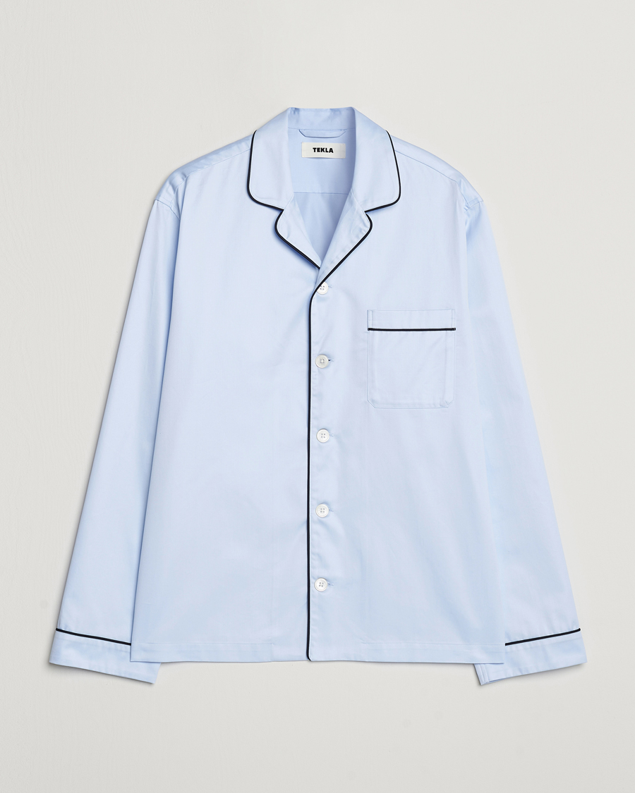 Uomini | Accappatoi & Pigiami | Tekla | Sateen Pyjama Shirt Bellhop Blue