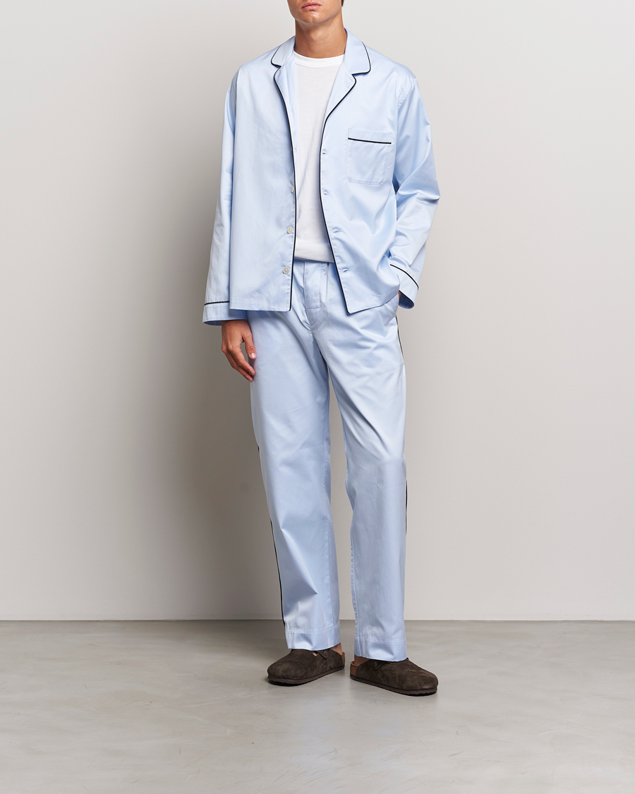 Uomini | Accappatoi & Pigiami | Tekla | Sateen Pyjama Shirt Bellhop Blue