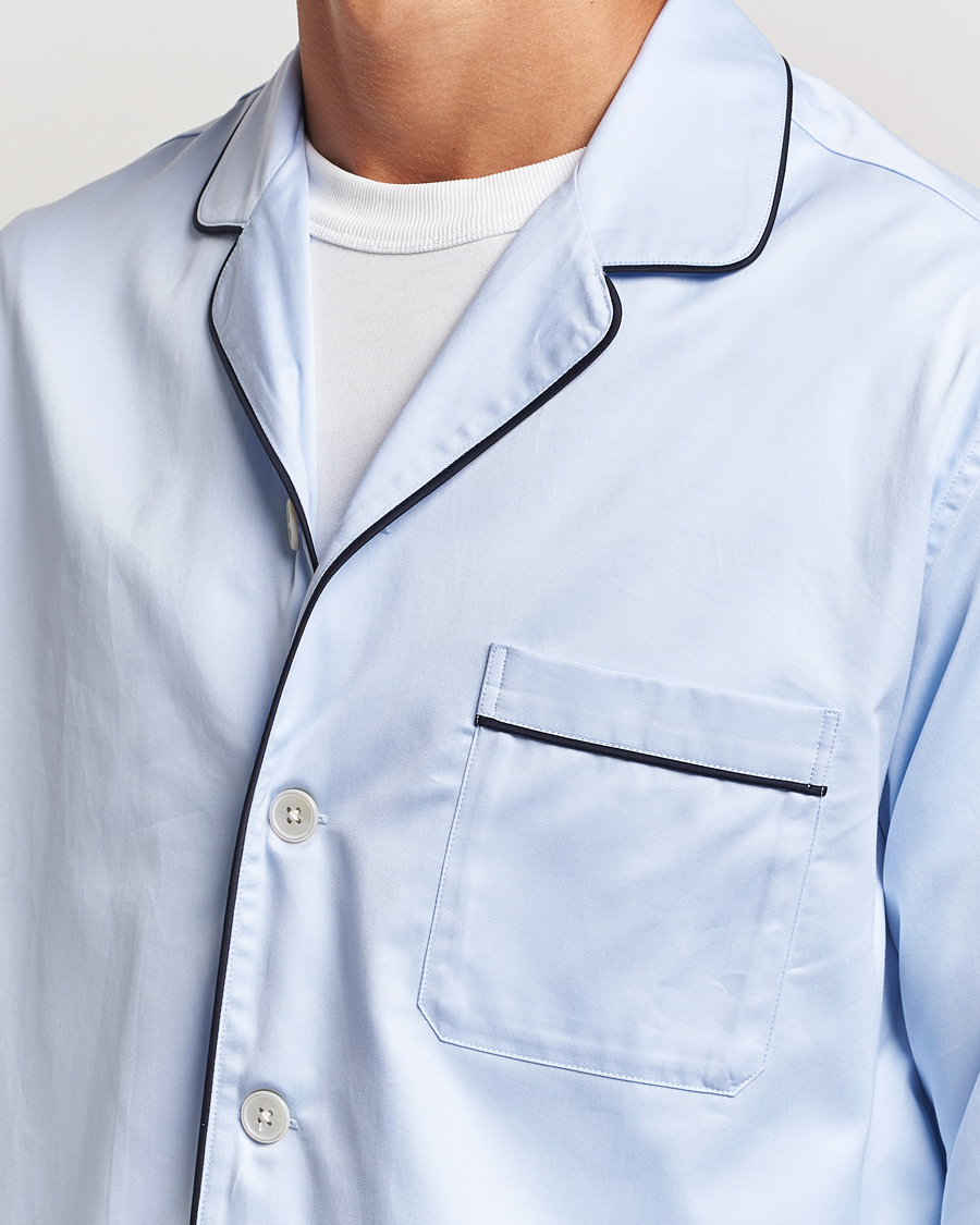 Uomini | Accappatoi & Pigiami | Tekla | Sateen Pyjama Shirt Bellhop Blue
