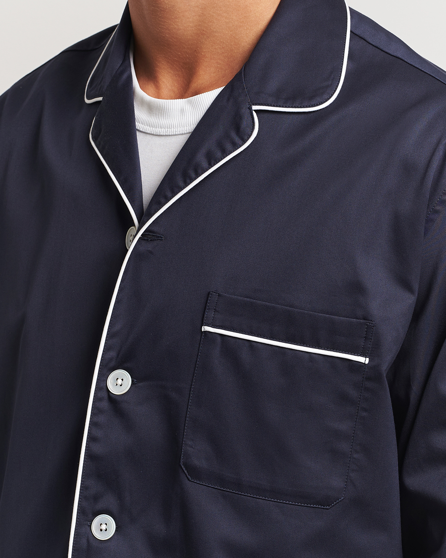 Uomini | Accappatoi & Pigiami | Tekla | Sateen Pyjama Shirt Chelsea Navy