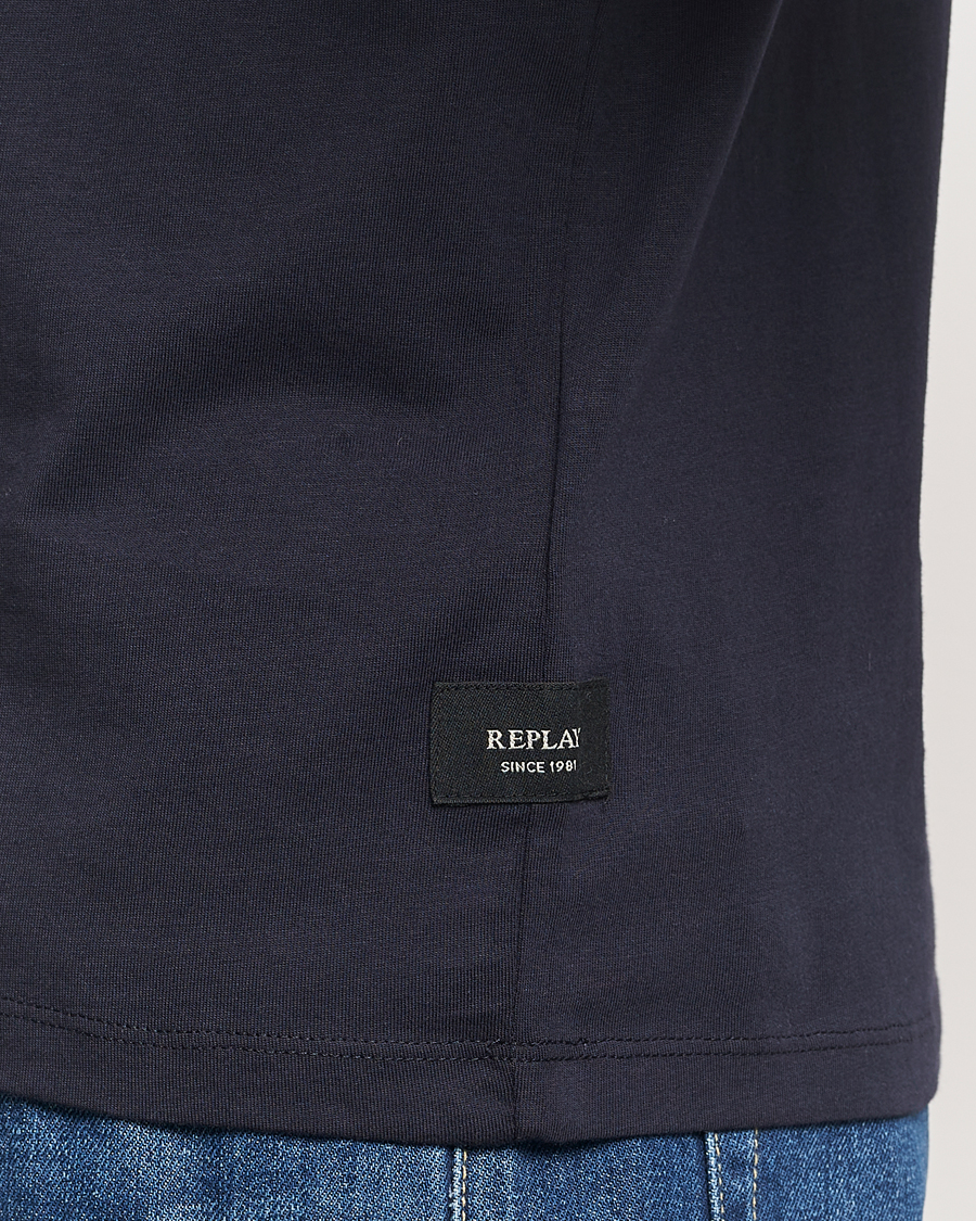 Uomini | T-shirt | Replay | Tonal Logo Crew Neck T-Shirt Navy