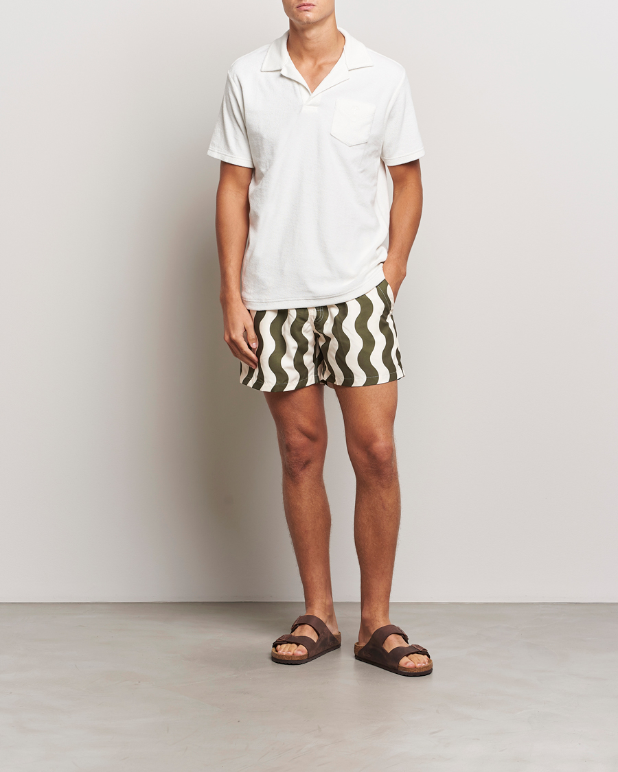 Uomini | Costumi da bagno | OAS | Forest Waver Swim Shorts Green/White