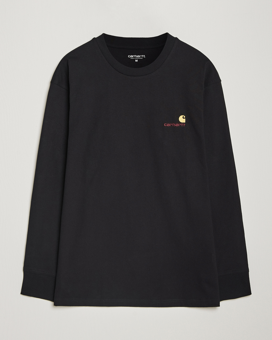 Uomini | T-shirt | Carhartt WIP | American Script Long Sleeve T-Shirt Black