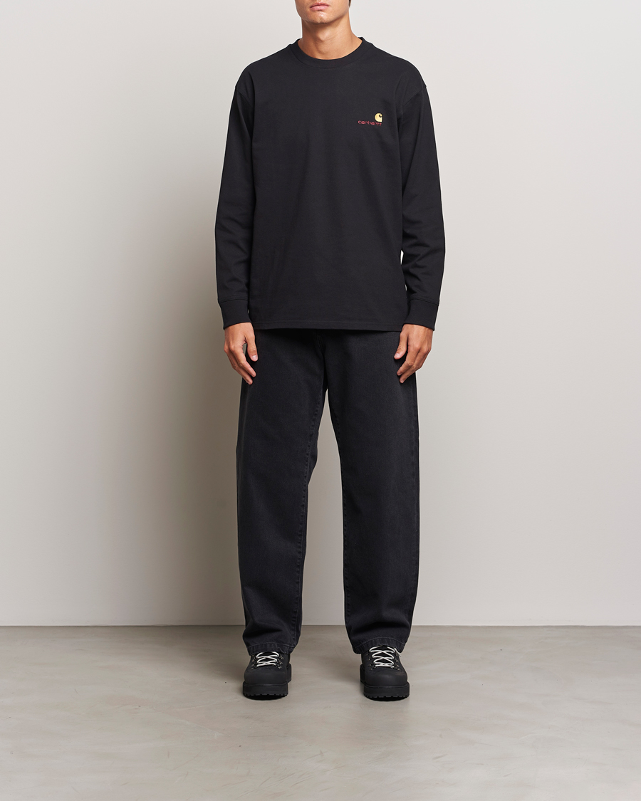 Uomini | T-shirt | Carhartt WIP | American Script Long Sleeve T-Shirt Black