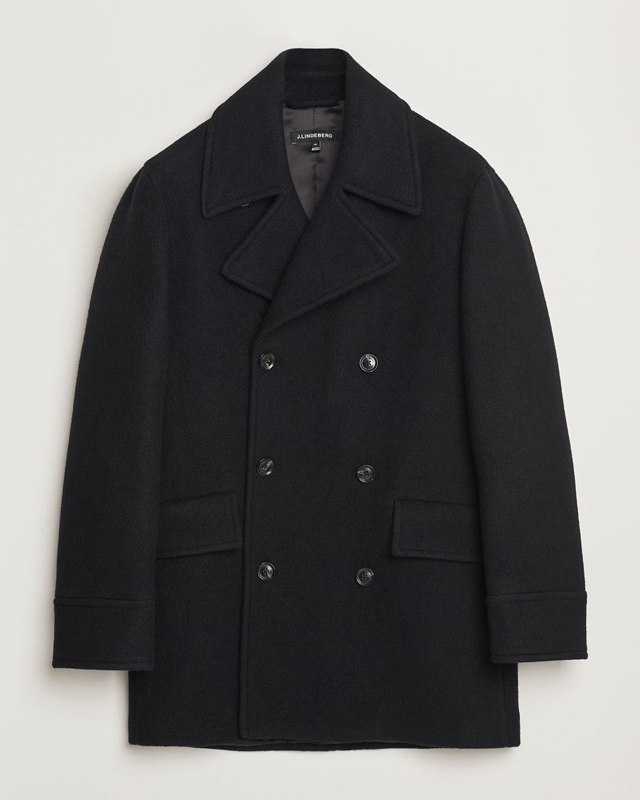 Uomini | Giacche | J.Lindeberg | Arno Double Breasted Coat Black