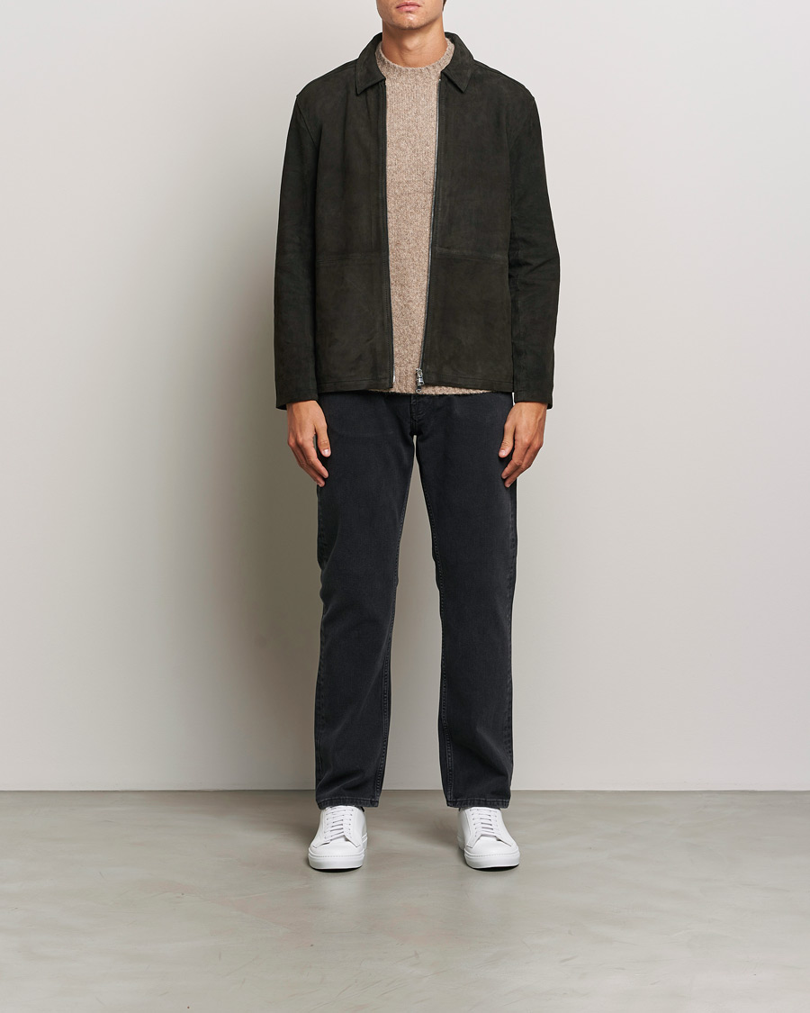 Uomini | Giacche | J.Lindeberg | Jonah Suede Overshirt Washed Black