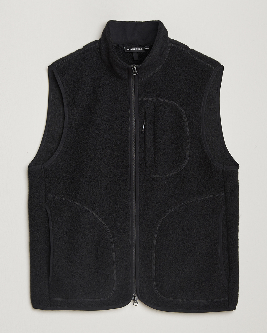 Uomini | Gilet | J.Lindeberg | Duncan Wool Fleece Vest Black