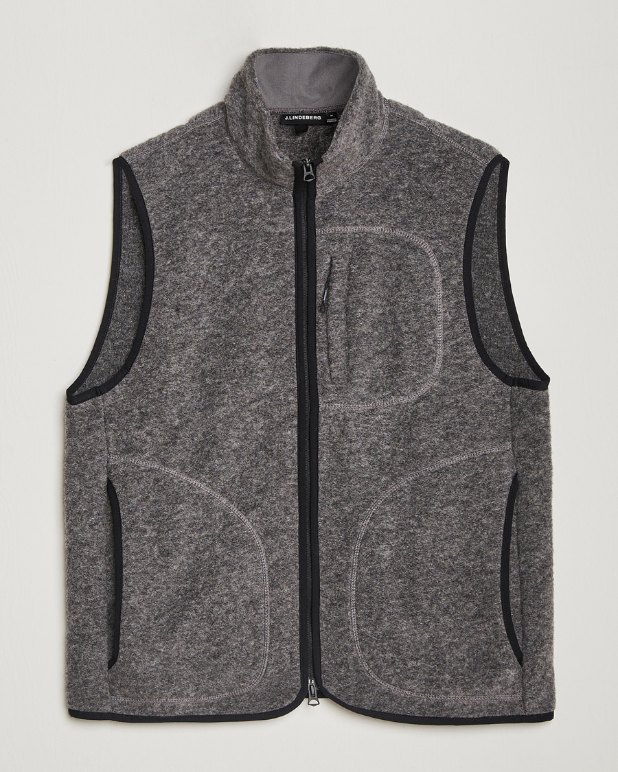 Uomini | Gilet | J.Lindeberg | Duncan Wool Fleece Vest Light Grey Melange