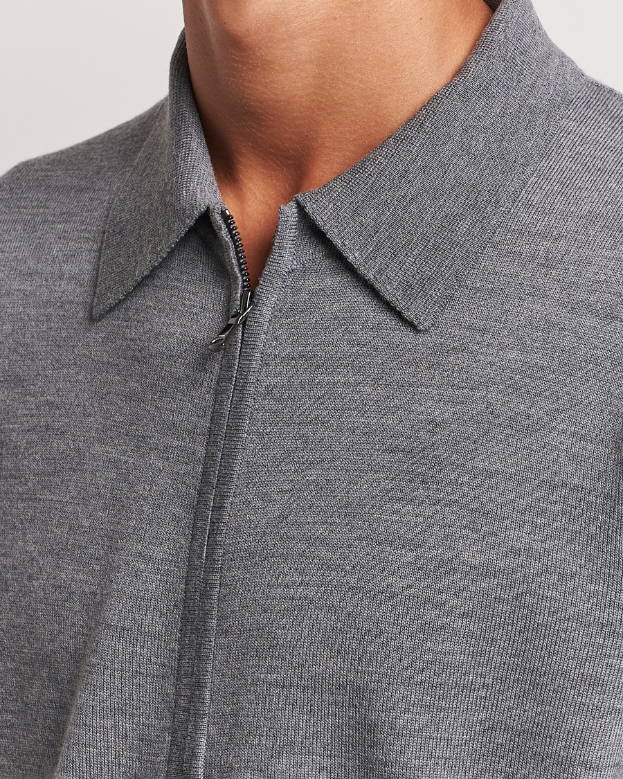 Uomini | Maglieria | J.Lindeberg | Kaleb Merino Zip Cardigan Mid Grey Melange