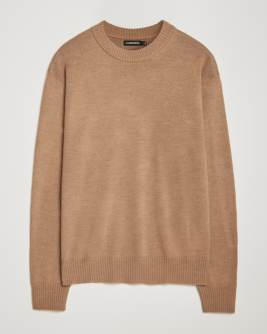 Uomini | Maglieria | J.Lindeberg | Kino Merino Crew Neck Tiger Brown