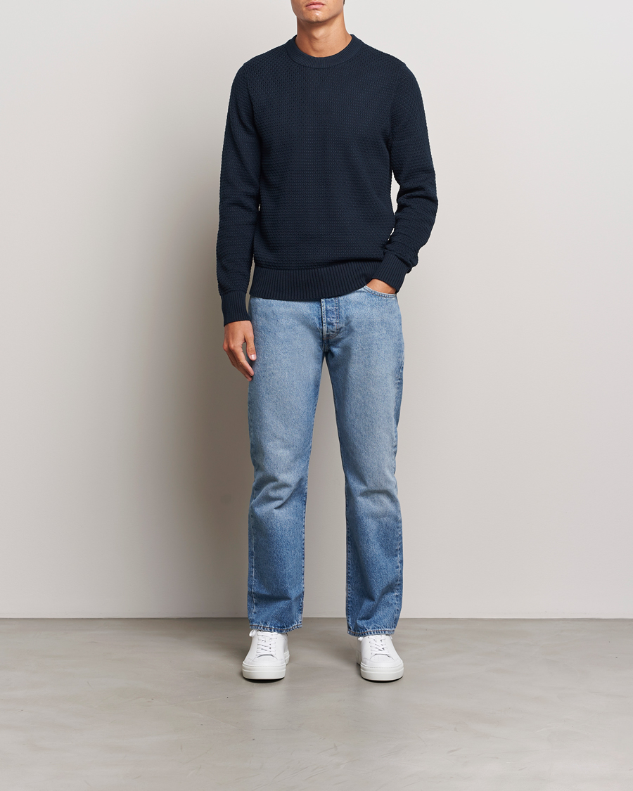 Uomini | Maglieria | J.Lindeberg | Oliver Structure Cotton Sweater Navy
