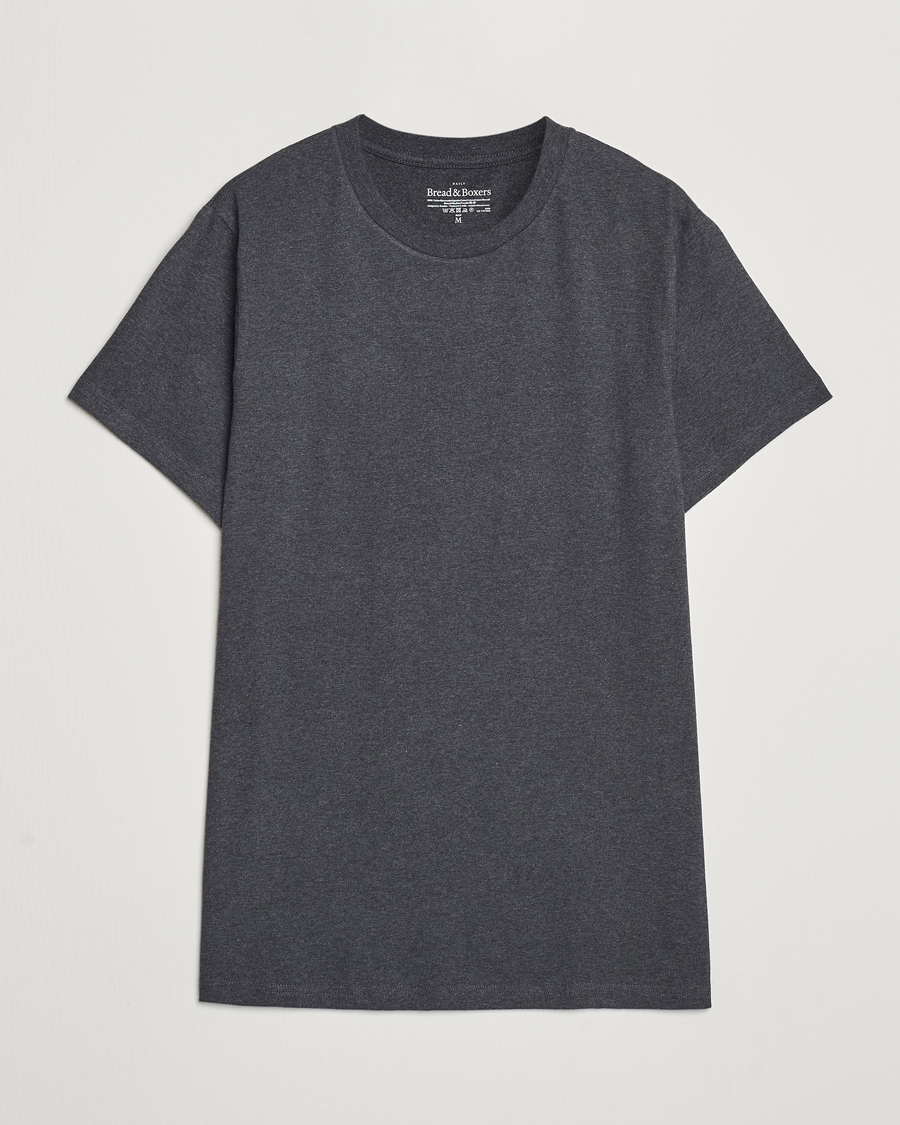 Uomini | T-shirt | Bread & Boxers | Heavy Cotton Crew Neck T-Shirt Dark Grey Melange