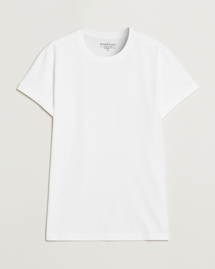 Uomini | T-shirt | Bread & Boxers | Roll-Up Crew Neck T-Shirt White