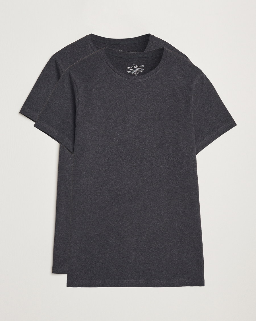 Uomini | T-shirt | Bread & Boxers | 2-Pack Crew Neck T-Shirt Dark Grey Melange