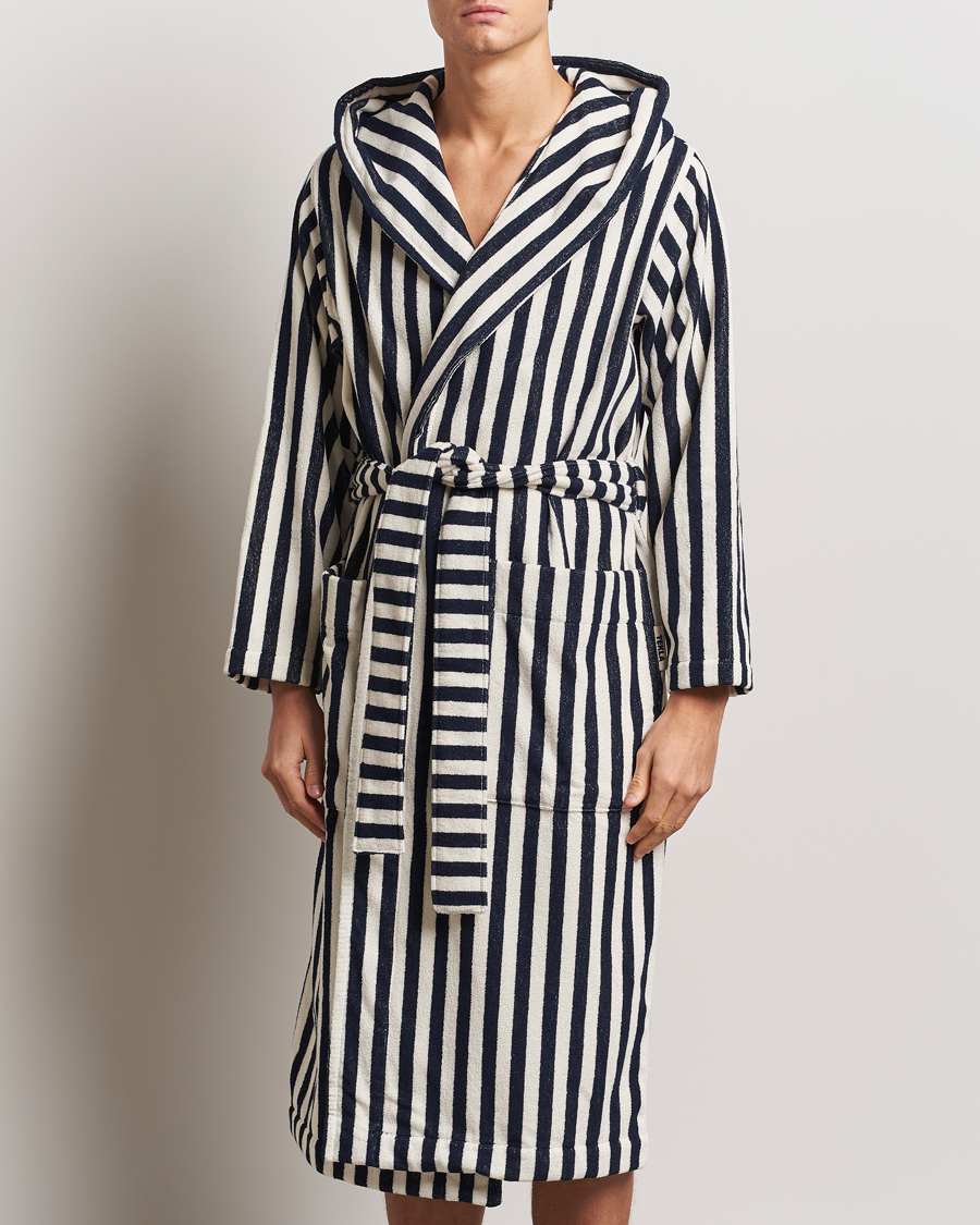 Uomini | Accappatoi & Pigiami | Tekla | Organic Terry Hooded Bathrobe Humbug Stripes