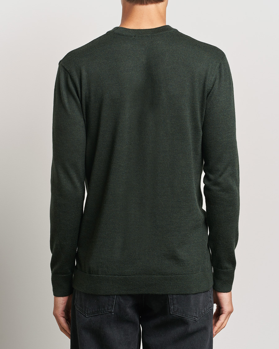 Uomini | Maglieria | KnowledgeCotton Apparel | Regular Merino Knit Crew Neck Green