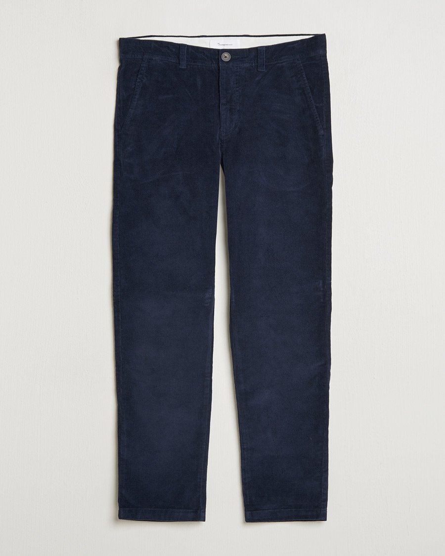 Uomini | Pantaloni | KnowledgeCotton Apparel | Chuck Regular Cord Trousers Night Sky
