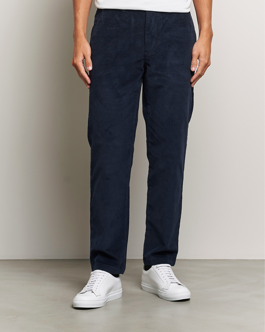 Uomini | Pantaloni | KnowledgeCotton Apparel | Chuck Regular Cord Trousers Night Sky
