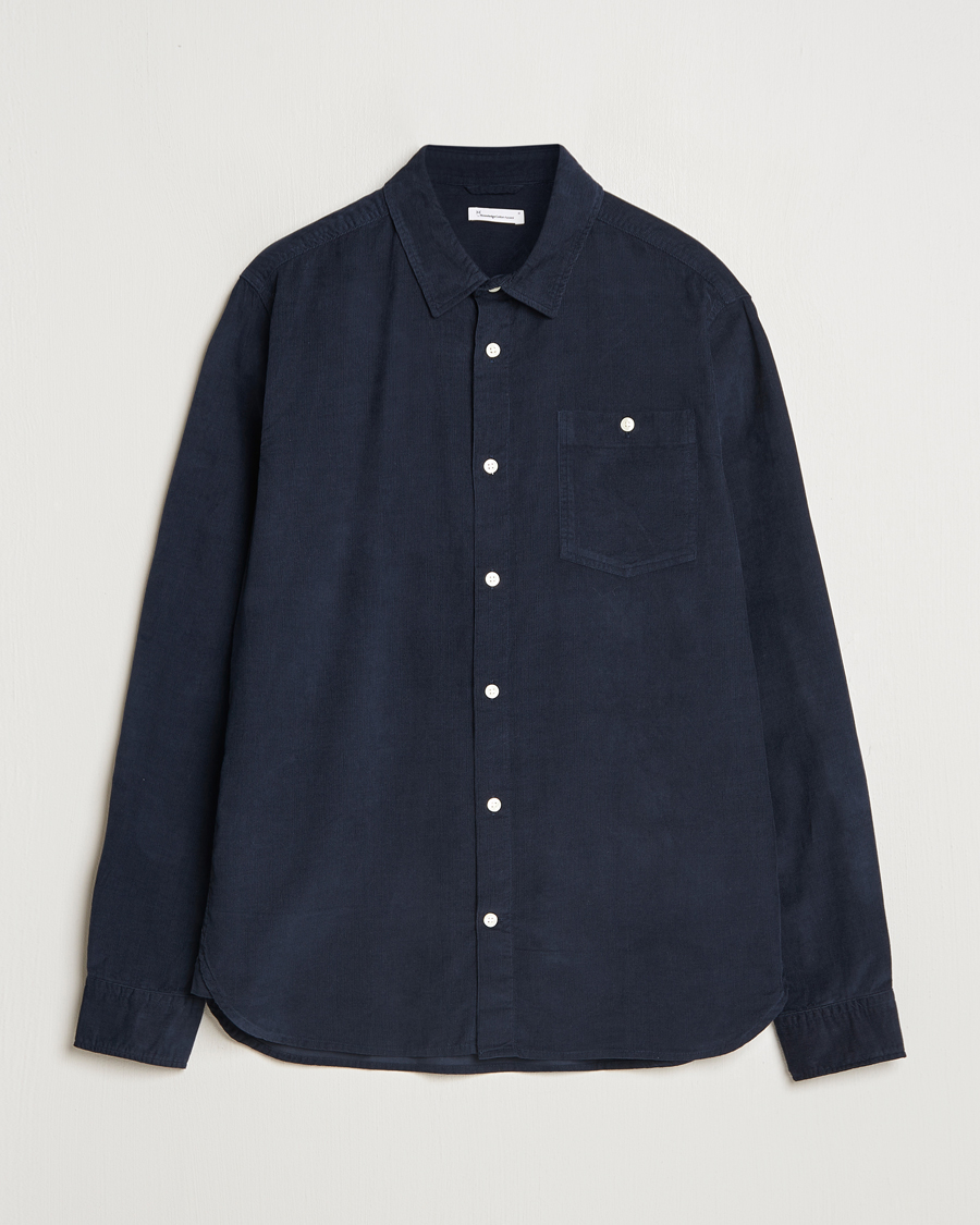 Uomini | Camicie | KnowledgeCotton Apparel | Regular Fit Corduroy Shirt Navy