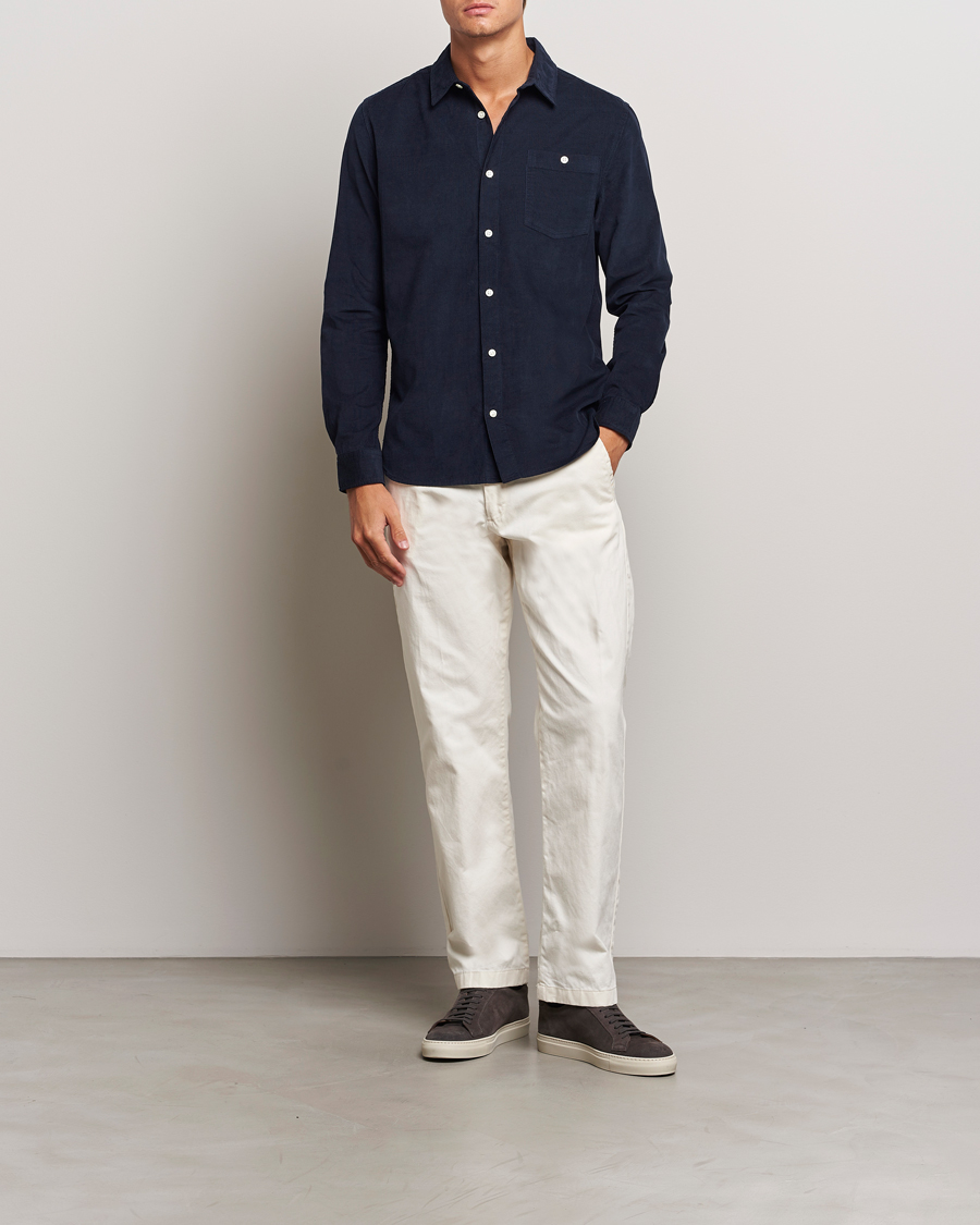Uomini | Camicie | KnowledgeCotton Apparel | Regular Fit Corduroy Shirt Navy