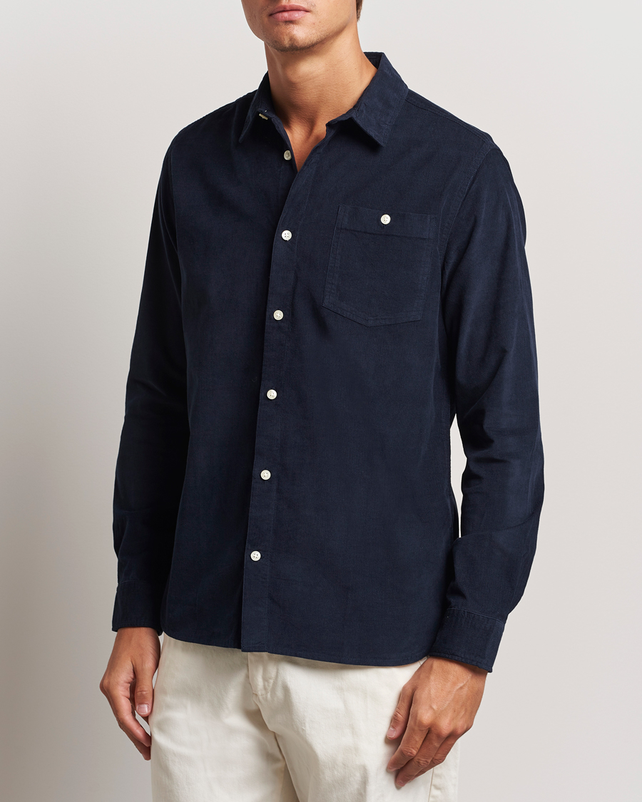 Uomini | Camicie | KnowledgeCotton Apparel | Regular Fit Corduroy Shirt Navy