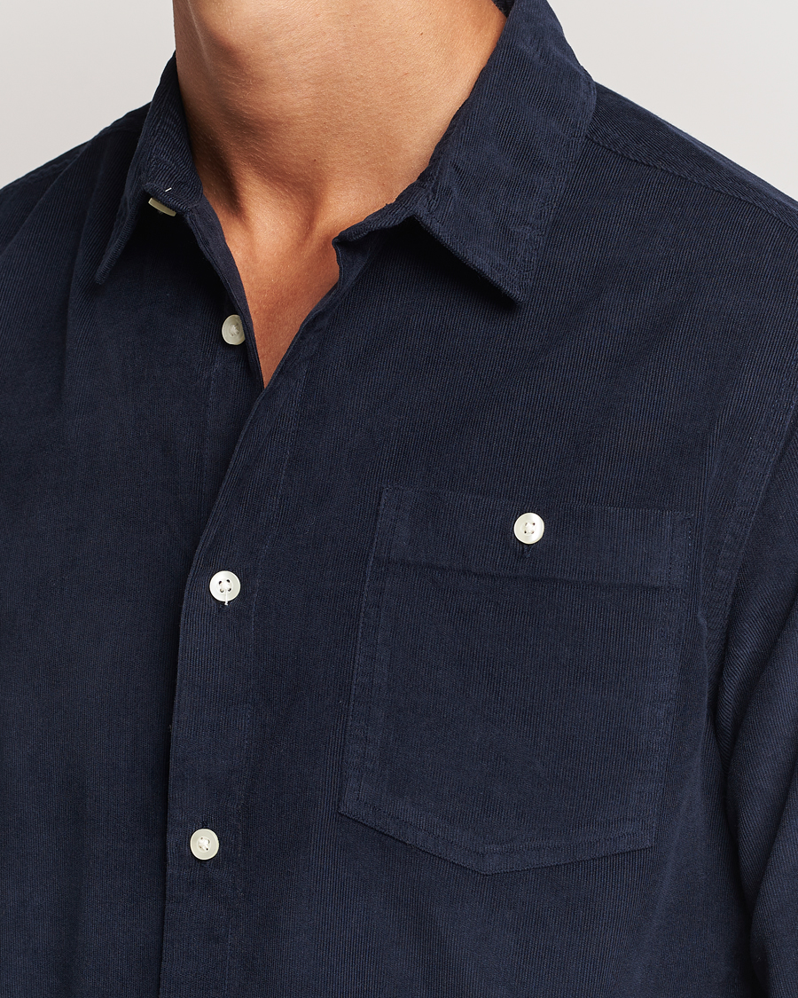 Uomini | Camicie | KnowledgeCotton Apparel | Regular Fit Corduroy Shirt Navy