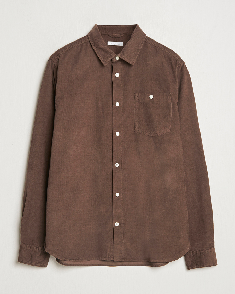 Uomini | Camicie | KnowledgeCotton Apparel | Regular Fit Corduroy Shirt Brown