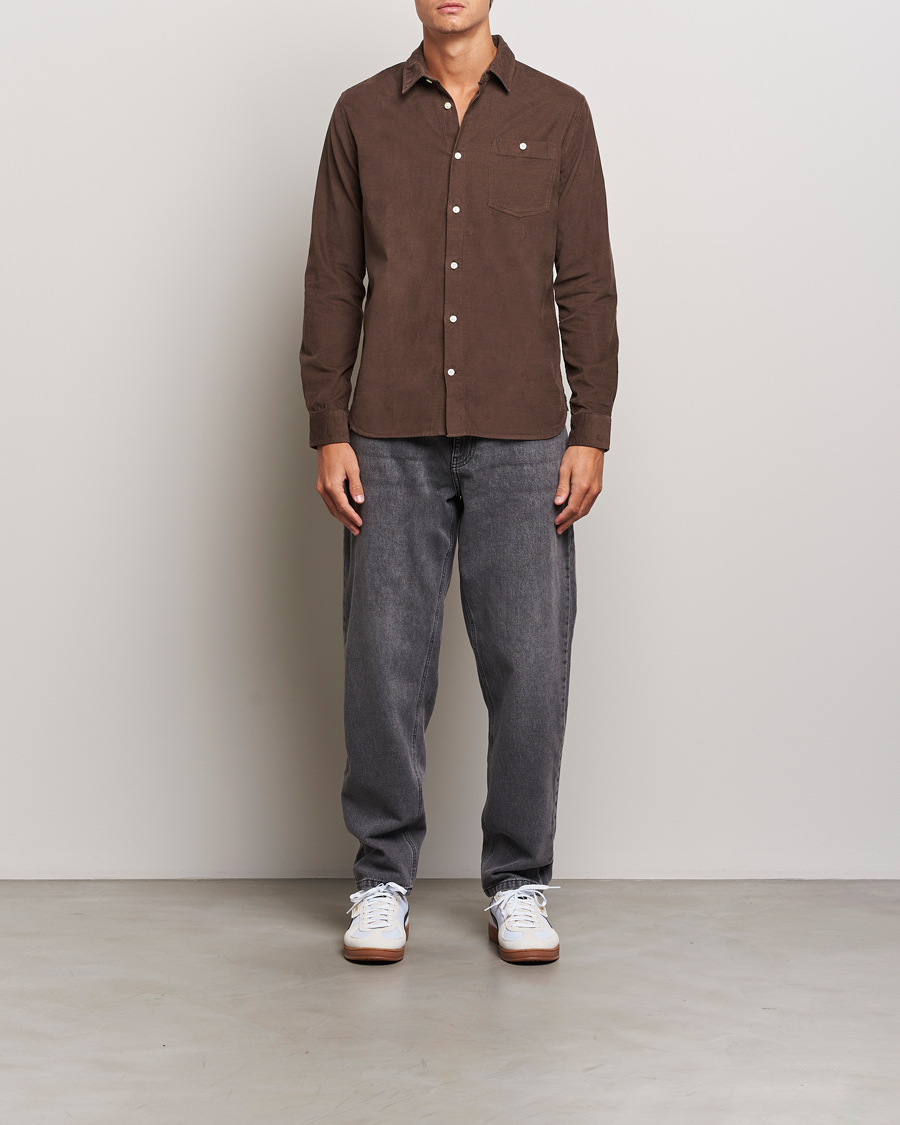 Uomini | Camicie | KnowledgeCotton Apparel | Regular Fit Corduroy Shirt Brown