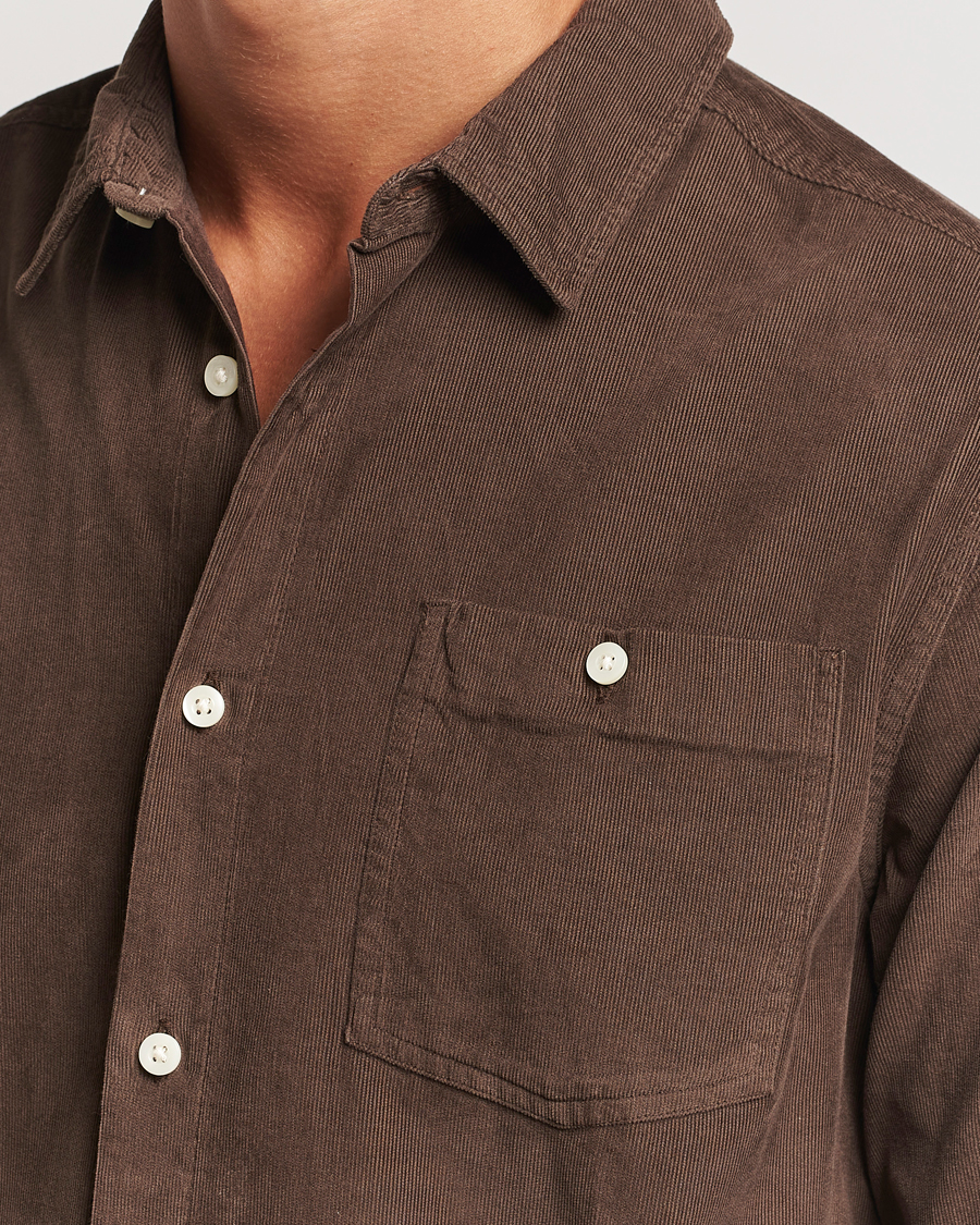 Uomini | Camicie | KnowledgeCotton Apparel | Regular Fit Corduroy Shirt Brown