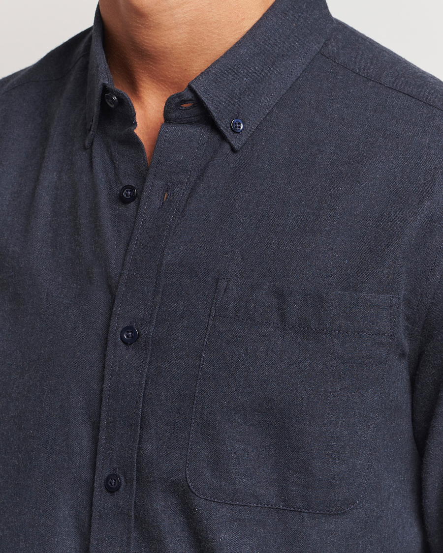 Uomini | Camicie | KnowledgeCotton Apparel | Regular Fit Melange Flannel Shirt Navy