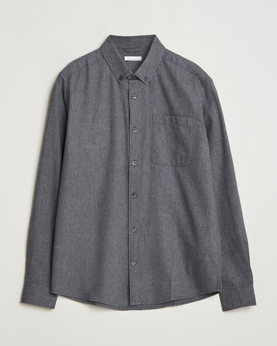 Uomini | Camicie | KnowledgeCotton Apparel | Regular Fit Melange Flannel Shirt Grey