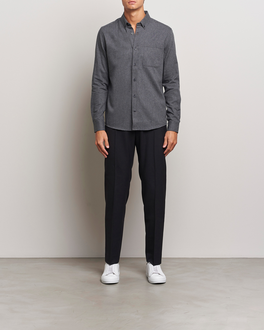 Uomini | Camicie | KnowledgeCotton Apparel | Regular Fit Melange Flannel Shirt Grey