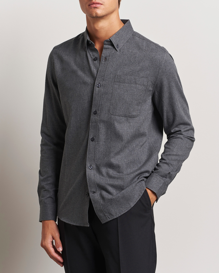Uomini | Camicie | KnowledgeCotton Apparel | Regular Fit Melange Flannel Shirt Grey