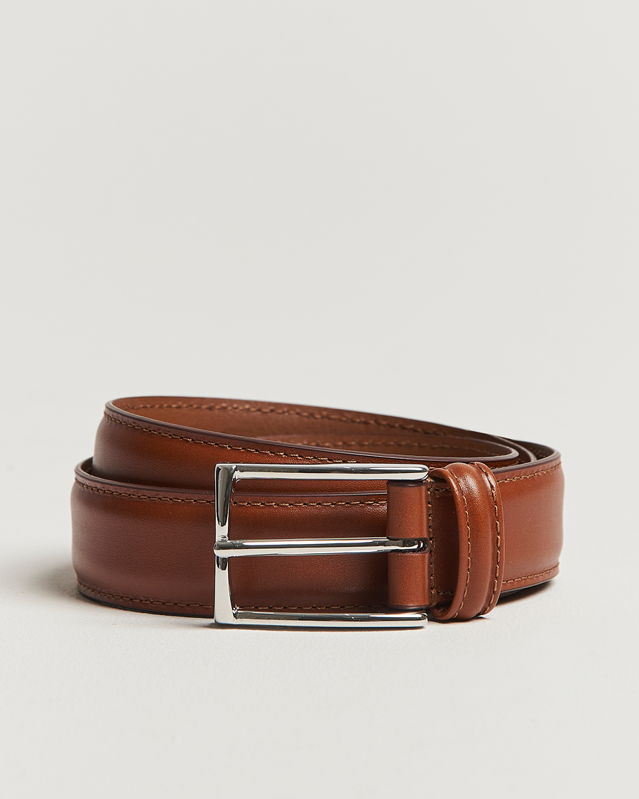 Uomini | Cinture | Anderson's | Leather Suit Belt 3 cm Light Brown