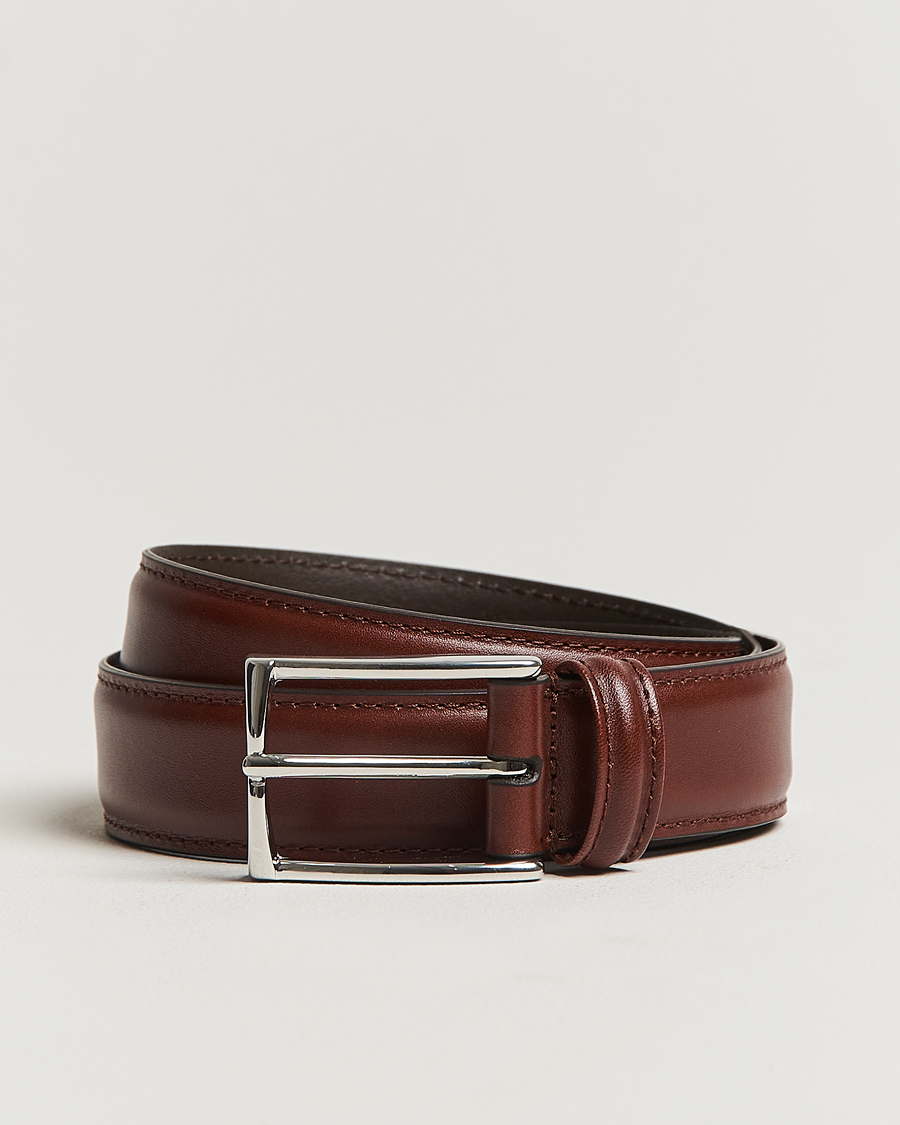 Uomini | Cinture | Anderson's | Leather Suit Belt 3 cm Brown