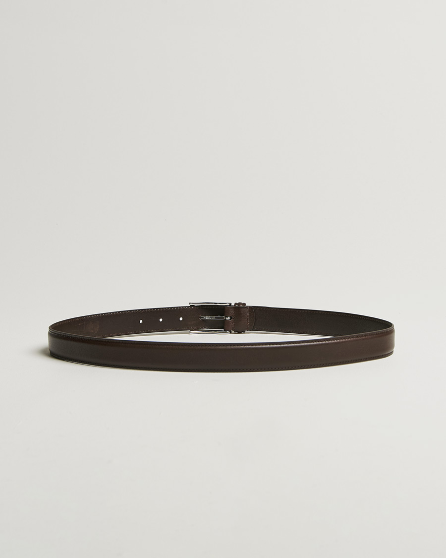 Uomini | Cinture | Anderson's | Structure Leather Suit Belt 3 cm Dark Brown