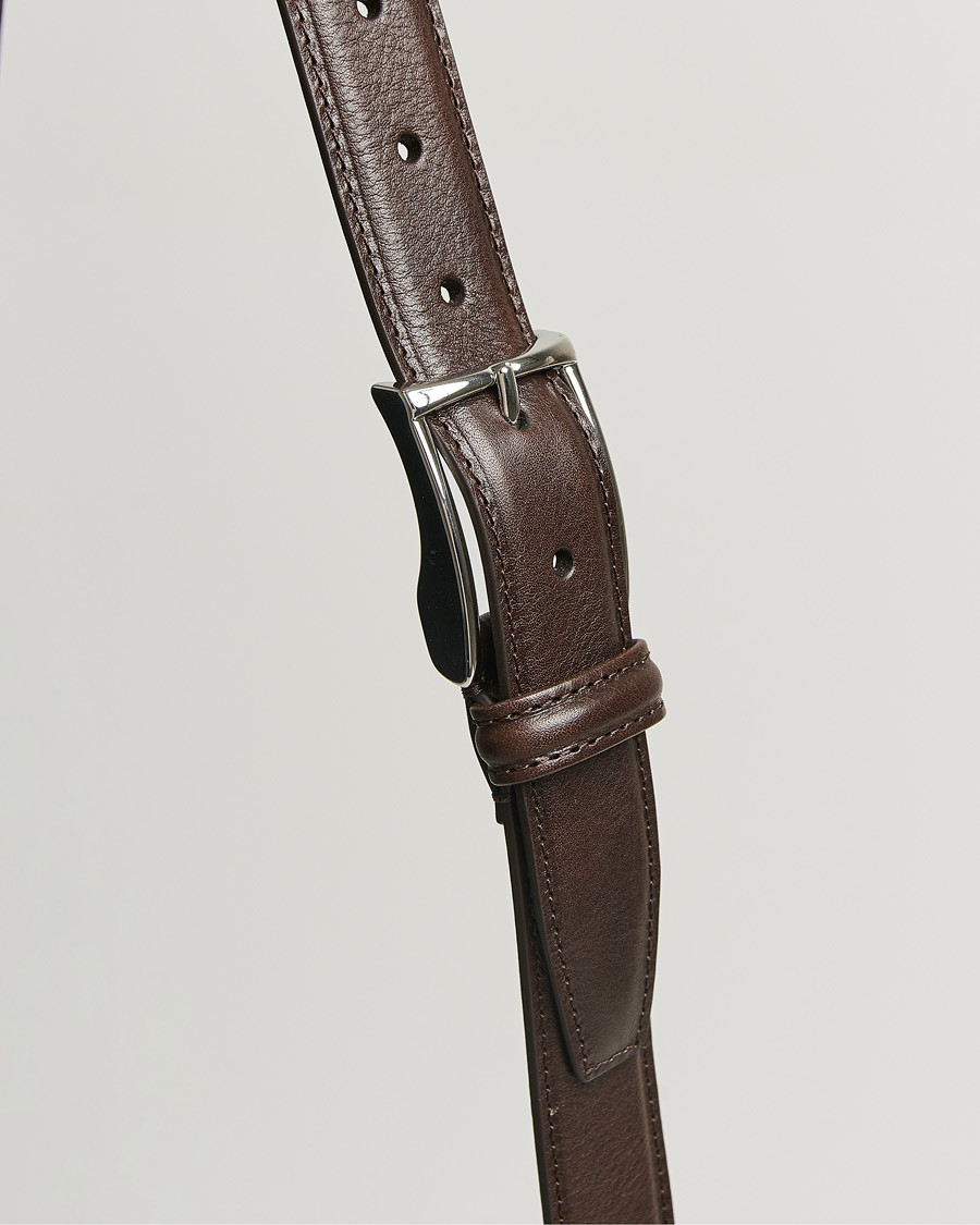 Uomini | Cinture | Anderson's | Structure Leather Suit Belt 3 cm Dark Brown