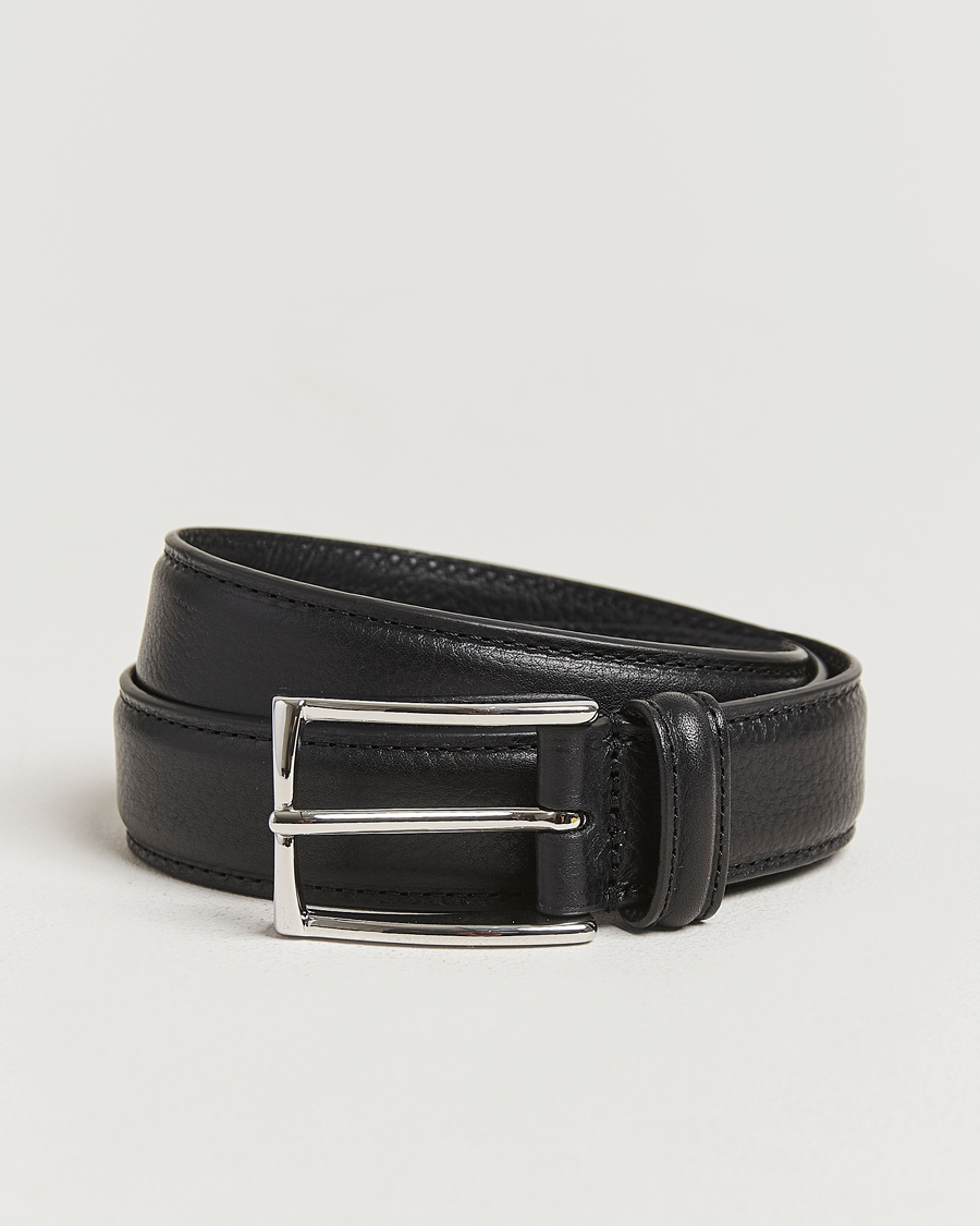 Uomini | Cinture | Anderson's | Structure Leather Suit Belt 3 cm Black