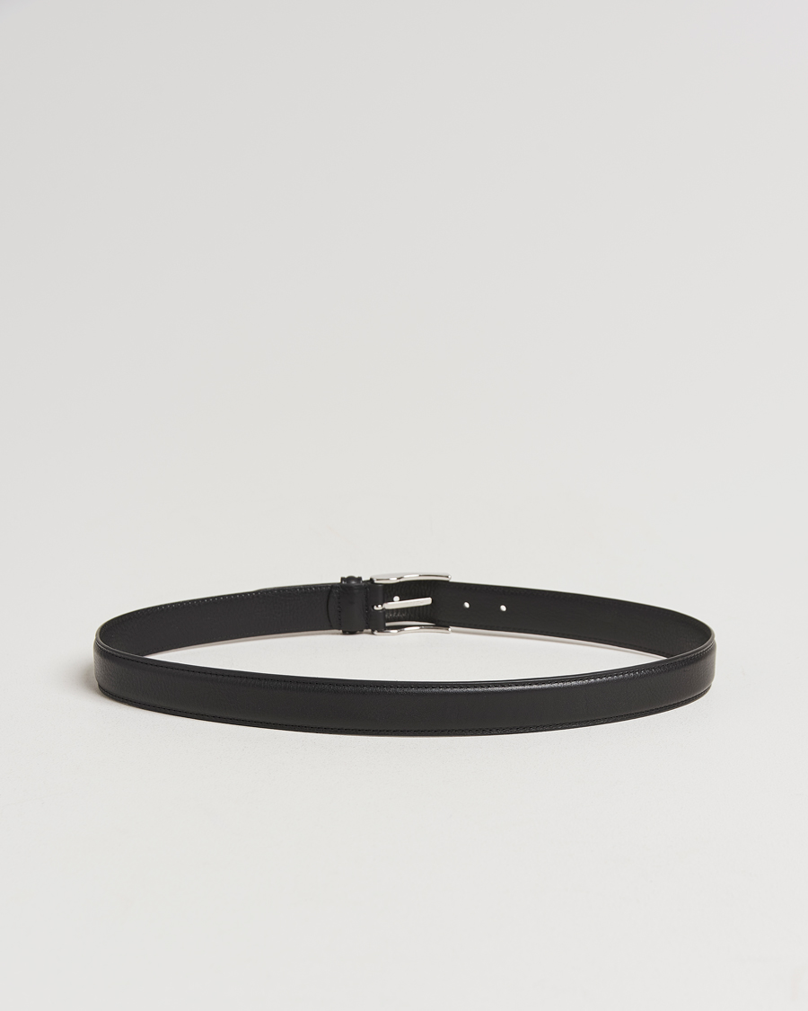 Uomini | Cinture | Anderson's | Structure Leather Suit Belt 3 cm Black