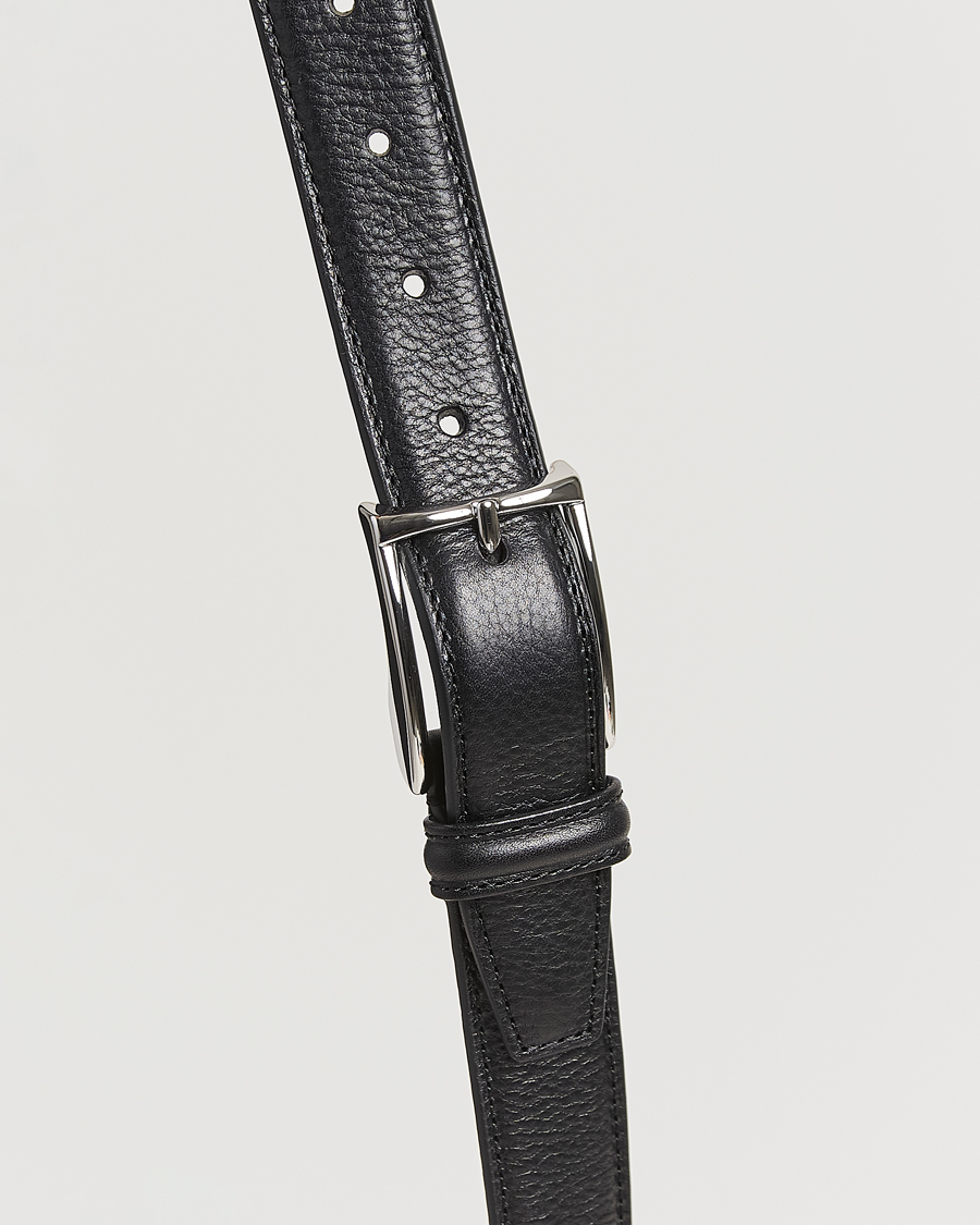 Uomini | Cinture | Anderson's | Structure Leather Suit Belt 3 cm Black