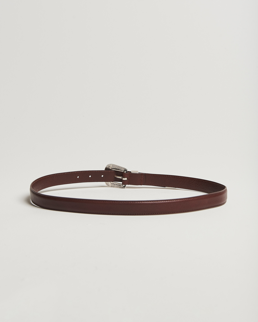 Uomini | Cinture | Anderson's | Grained Western Leather Belt 2,5 cm Brown