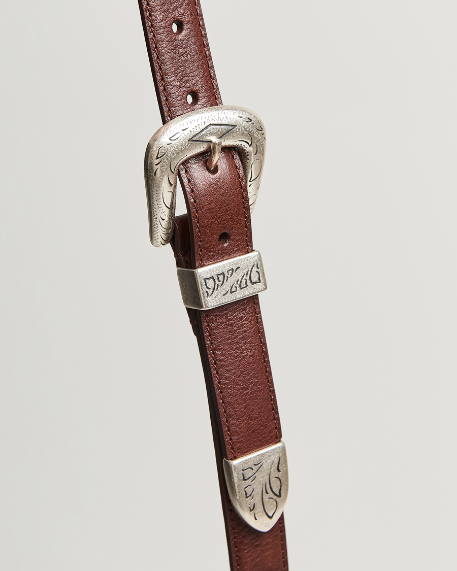 Uomini | Cinture | Anderson's | Grained Western Leather Belt 2,5 cm Brown