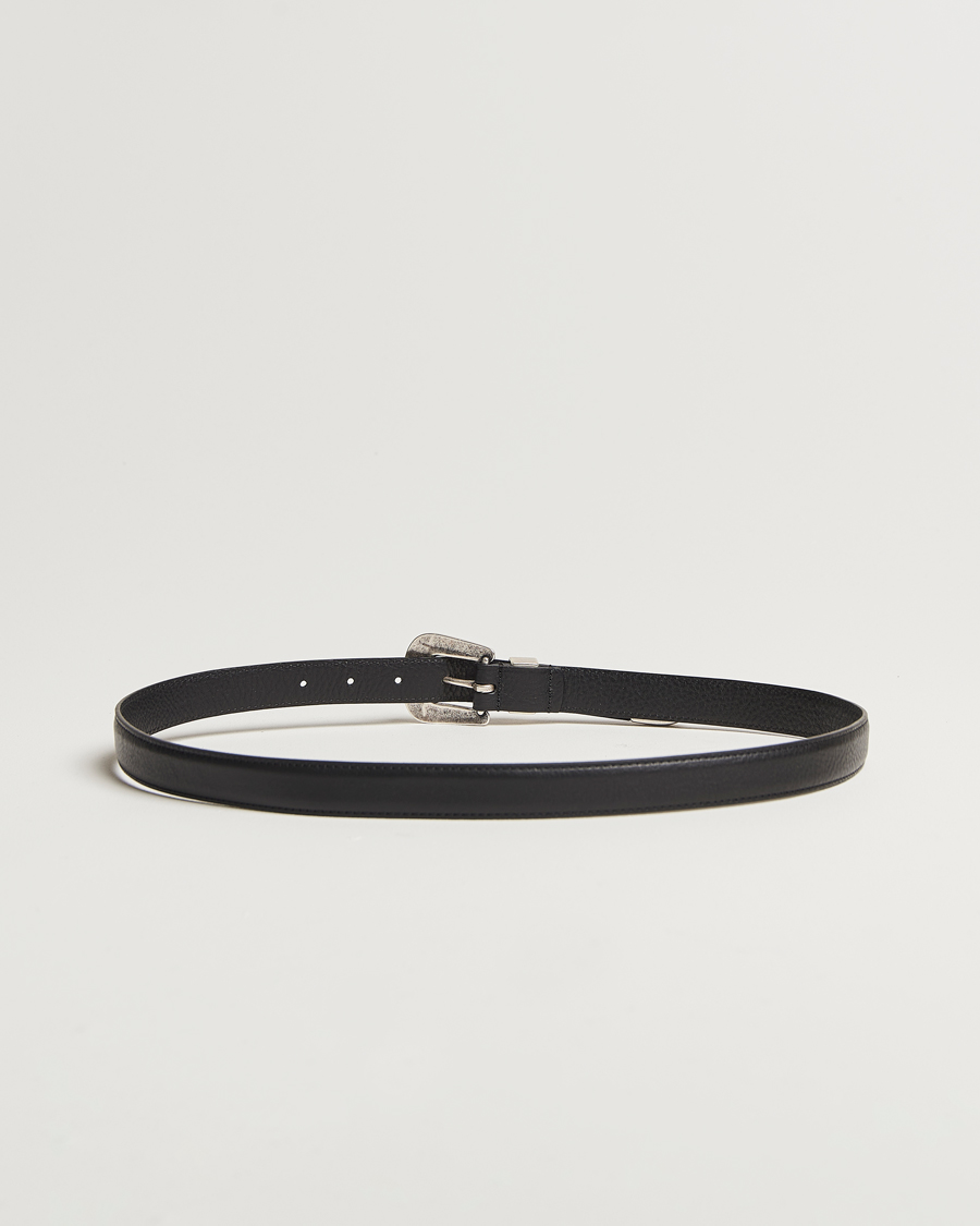 Uomini | Cinture | Anderson's | Grained Western Leather Belt 2,5 cm Black